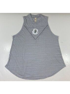 Lazy Sundays Womens Gray Top Sleeveless Mock Neck Tunic Lightweight Size Medium